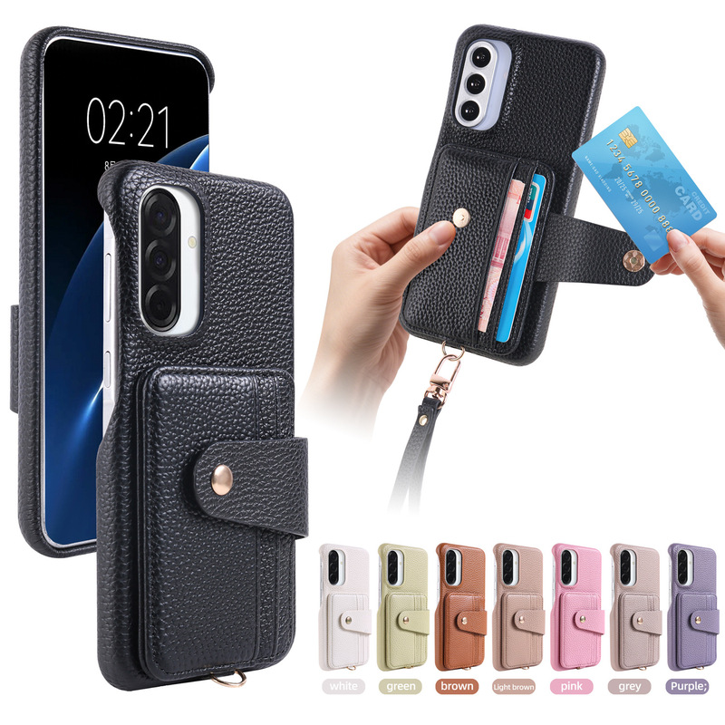 Suitable for Samsung S25 Mobile Phone Case, New S23 Lanyard A56 Card Holder A16 Business Card Holder A15Pu Leather Protective Cover