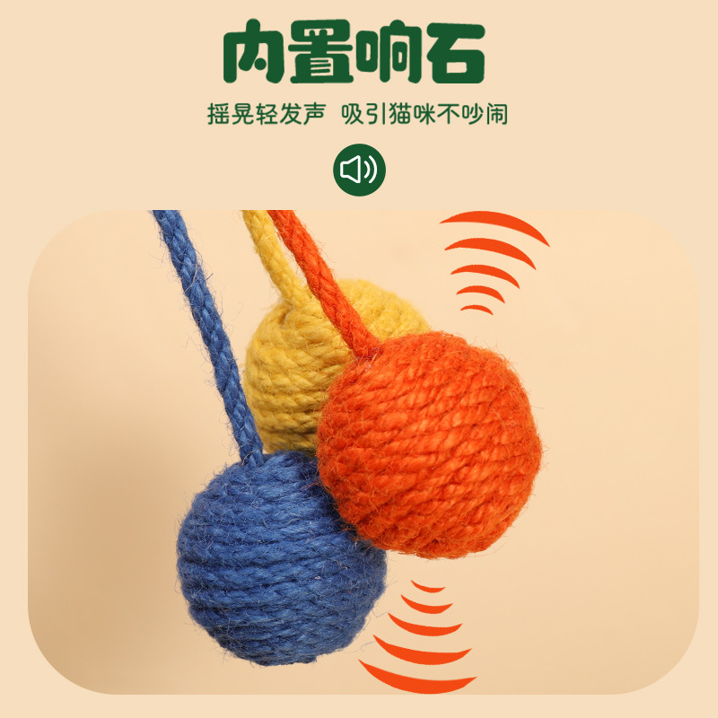 Juguete colgante gato auto-Hola alivio sofocante sisal bola gatito divertido gato palo mordedura resistente gato bola suministros