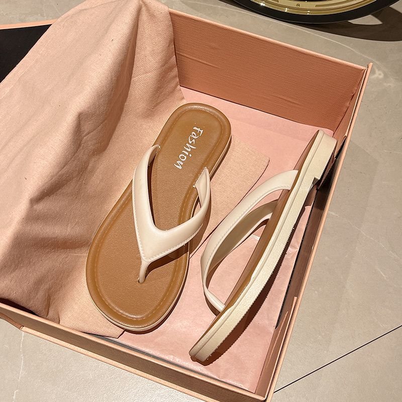 Trendy Versatile Flip-Flops for Women, Summer Outdoor Thick-Soled Non-Slip Odor-Resistant Beach Sandals, Thong Sandals