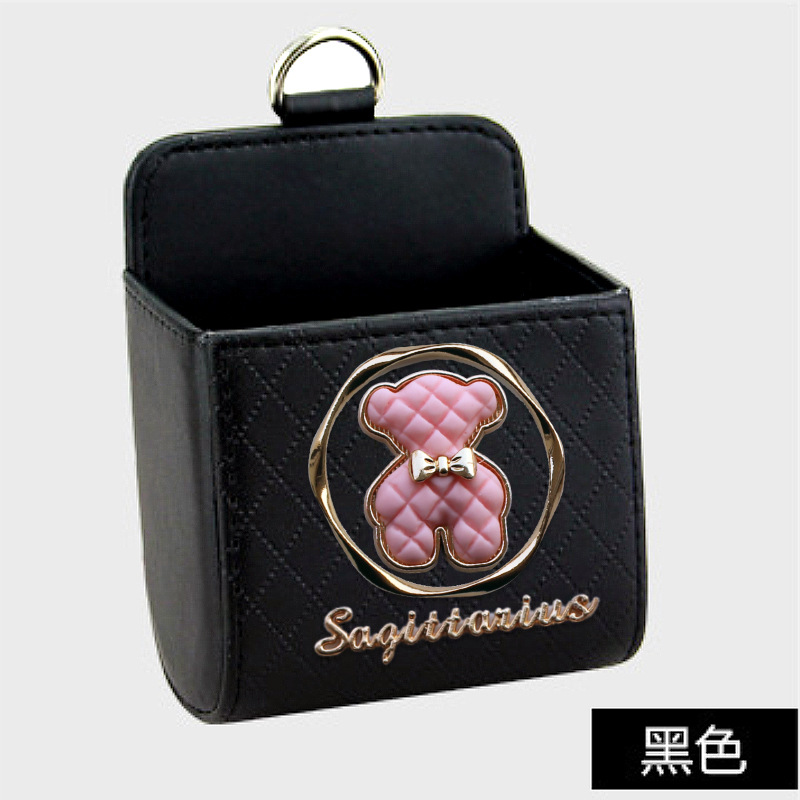 Bolsa de almacenamiento de salida de aire del automóvil bolsas de colgar de teléfonos móviles creativas de metal osos pequeños cajas de almacenamiento de artículos de automóvil almacenamiento de suspensión