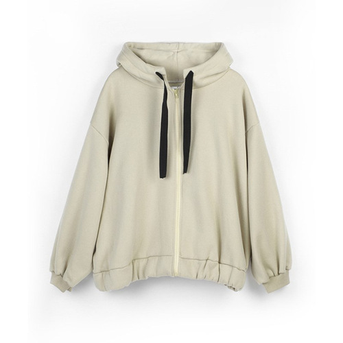 2025 Korean Loose Hooded Sweatshirt Women's Open Cardigan Ins Super Hot Plus Size Zipper Outerwear Trendy