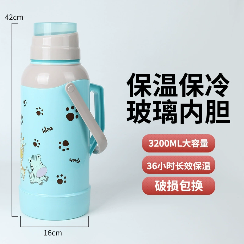 Capacious thermos for elementary school students for home use, glass liner