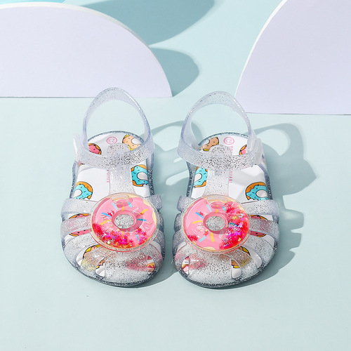  New Summer Girl Sandals Children's Jelly Shoes Anti-Slip Waterproof Beach Shoes Cute Korean Princess Shoes 