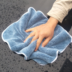 Factory-direct 840gsm double-sided, two-color lanyard coral fleece car towel—extra-thick, highly absorbent, 30 x 40 cm car wash towel