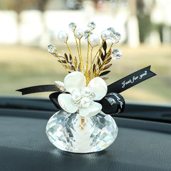 高檔絲帶水晶幸運果擺件車載創意內飾用品節日禮品汽車擺件裝飾