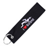 I love flying Personal embroidery keychain Embroidered flower stick black I love flight aviation commemorative key