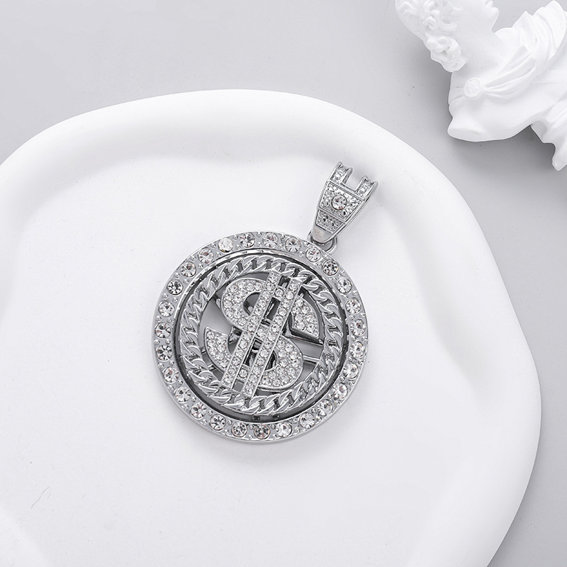 Usd Symbol Rotating Pendant Necklace For Men Gold Finish Trend_voghion.com