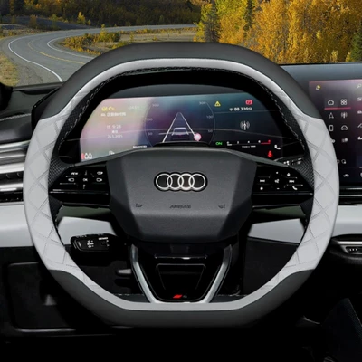 2026 Model Saic Faw Audi A5L Steering Wheel Cover, Ultra-Thin Car Steering Wheel Cover Specifically for Q4, Q5, Q6, and E-Tron (Steering wheel cover) - double-d-type-black-gray-and-white-set-type-ultra-thin-model-default