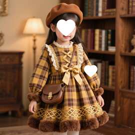 女童2025秋冬新款洛丽塔连衣裙宝宝洋气时髦生日礼服小女孩公潮流