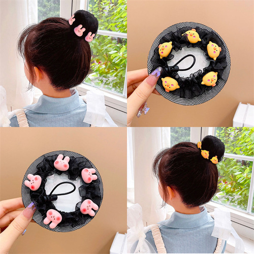 Children's dance examination hair net net bag female flight attendant nurse invisible hair net head flower ball head artifact hair set