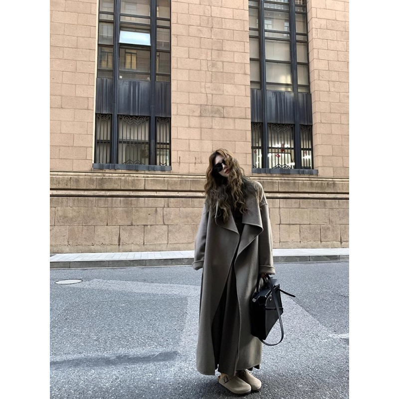 Oversized Wool Blend Coat – Longline Quilted Winter Coat For Women (Misty Pine Gray, Dark Brown, US Sizes XS/S/M/L, Relaxed Fit)_voghion.com