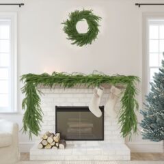 元のメーカーのクリスマスの藤のシミュレーションの松の針の植物の装飾のオリジナルの諾フォックスの祝日の置物の扉は国境を越えて掛けます。