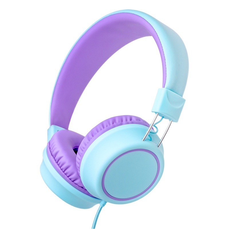 Auriculares con cable púrpura verde en línea con rayo Los fabricantes de auriculares de Shenzhen venden nuevos auriculares transfronterizos de modelo privado para niños