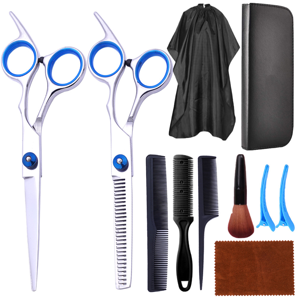 Fábrica directa tijeras de corte de pelo de acero inoxidable tijeras de corte de pelo profesional tijeras de belleza tijeras de corte de pelo delgado conjunto de tijeras Liu Haiping