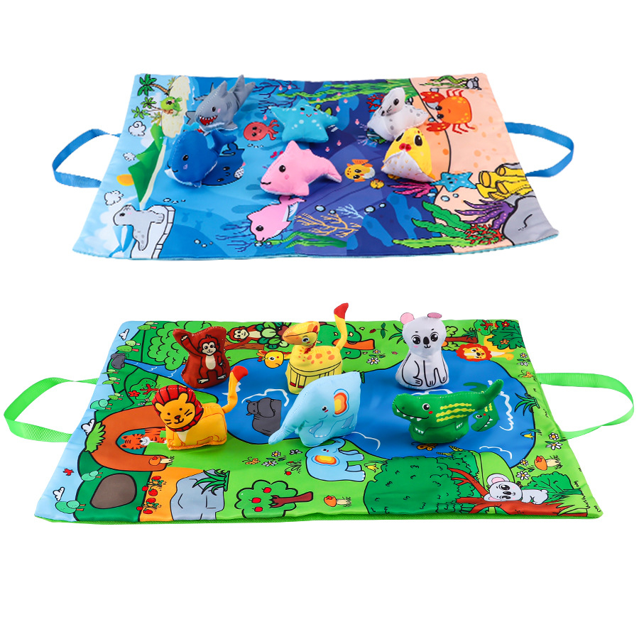 Manta de juego de bebé transfronteriza, almohadilla de almacenamiento de animales, tela de animal tridimensional, bolsa de libro, alfombra de arrastre, juguete educativo