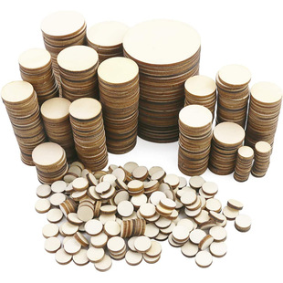 DIY Laser-Cut Decorative Poplar Wood Slices, Round Wood Slices, DIY Geometric Blank Christmas Holiday Decorations, Ready-Made Wood Crafts