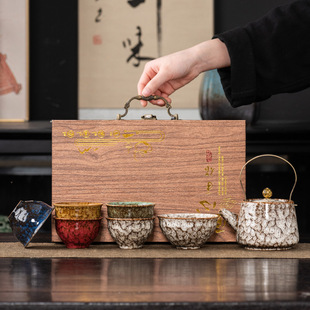 Tilder Pot Kung Fu Tea Set suit One Pot Six Cups Large Capacity Teapot Kiln Change Building Tea Bowl Business Gift