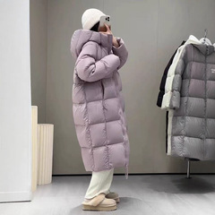 2025冬季泡芙羽绒服女宽松连帽长款过膝棉衣加厚面包服外套