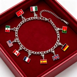 可定制钢色各国国家国旗吊坠可制作手链裤链项链等不锈钢时尚饰品