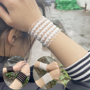 Summer Thin Driving Sunscreen Short Elastic Lace Wrist Guard Women's Scar Cover Tattoo Breathable Wrist Cover Hand Guard Neck Cover