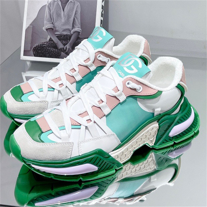 2023 High Ding European Station, punta redonda, suela gruesa, cordones, zapatos deportivos y casuales a juego para mujer, versión coreana de los zapatos de papá de todo fósforo, DG de moda