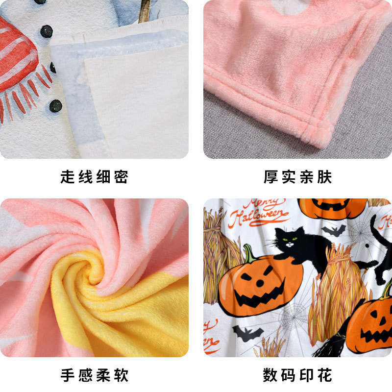 国境を越えたハロウィーン毛布デジタルプリントフランネル小毛毛布クリスマスアニメ昼寝エアコン毛布バッチ|undefined