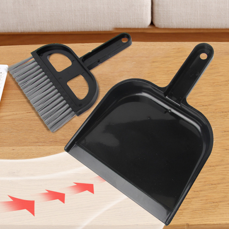 Mini escoba de plástico negra para teclado de escritorio, juego de escoba y recogedor para niños, escoba creativa para colgar en la cama para el hogar.