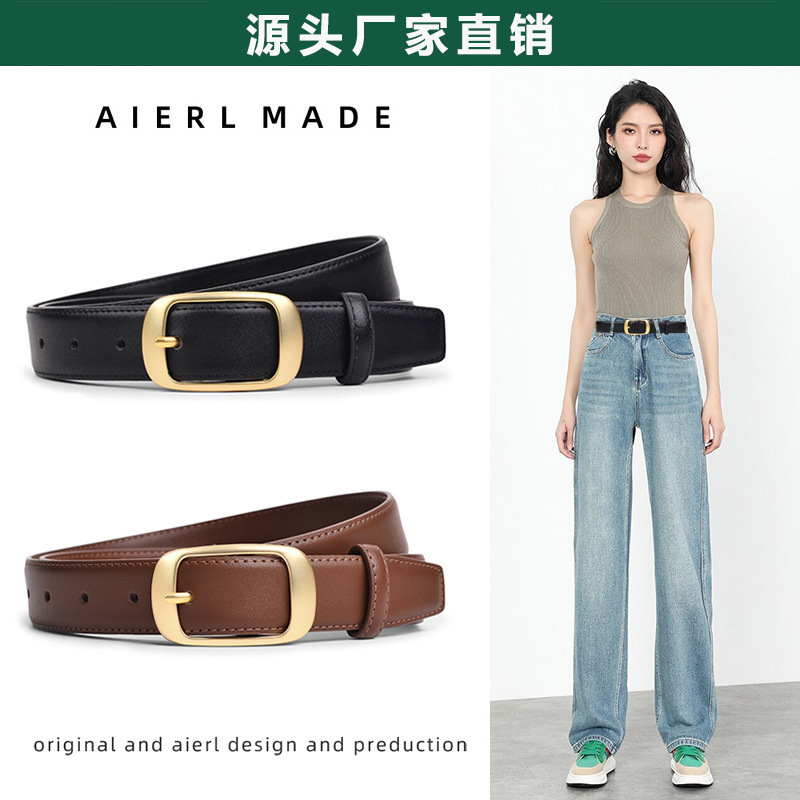 Belt Women's Belt Real Belt Cowhide Women's Fashion Simple All-match Style Decorative Suit Pants Belt for Women