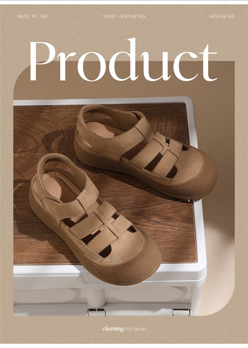 Dép nữ Birkenstock da thật kiểu La Mã mũi kín đế bằng thoáng khí chất liệu nút chai — JST 7173 lạc đà, JST 7173m màu chi tiết 3