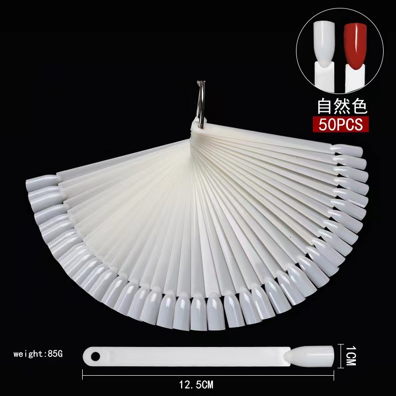 Nail Art Placa de color 50 piezas Tarjeta de color en forma de abanico arte de uñas multi-estilo esmalte de uñas pantalla color placa práctica tarjeta de color en stock