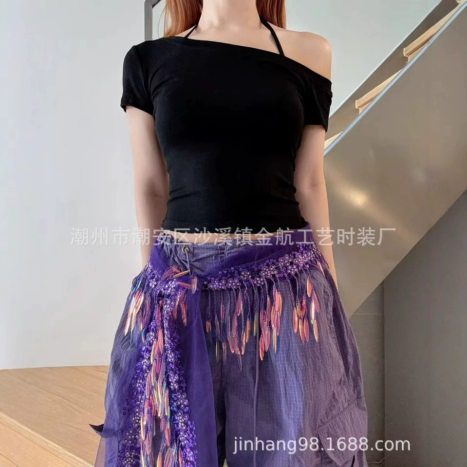 Новый джазовый танец пердеть занавес jzza уличный танец талии шарф с блестками бедра шарф хип-хоп hiphop дикий пояс талия прилив