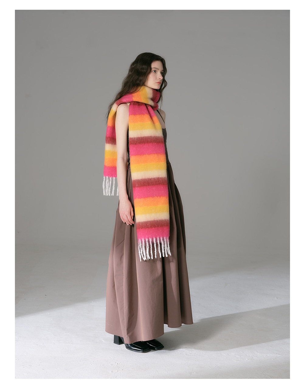 Sciarpa a righe dopamine donna imitazione cashmere morbido collo_voghion.com