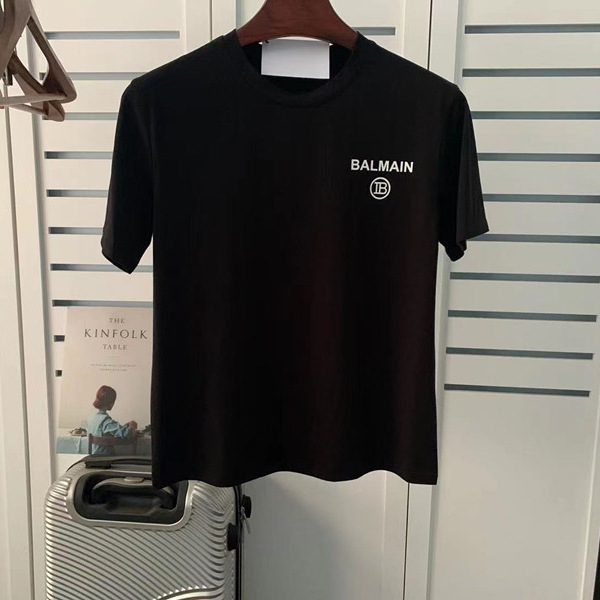 Spring and Summer New balmain Cotton Loose Round Neck Pullover Letter T-shirt for Lovers