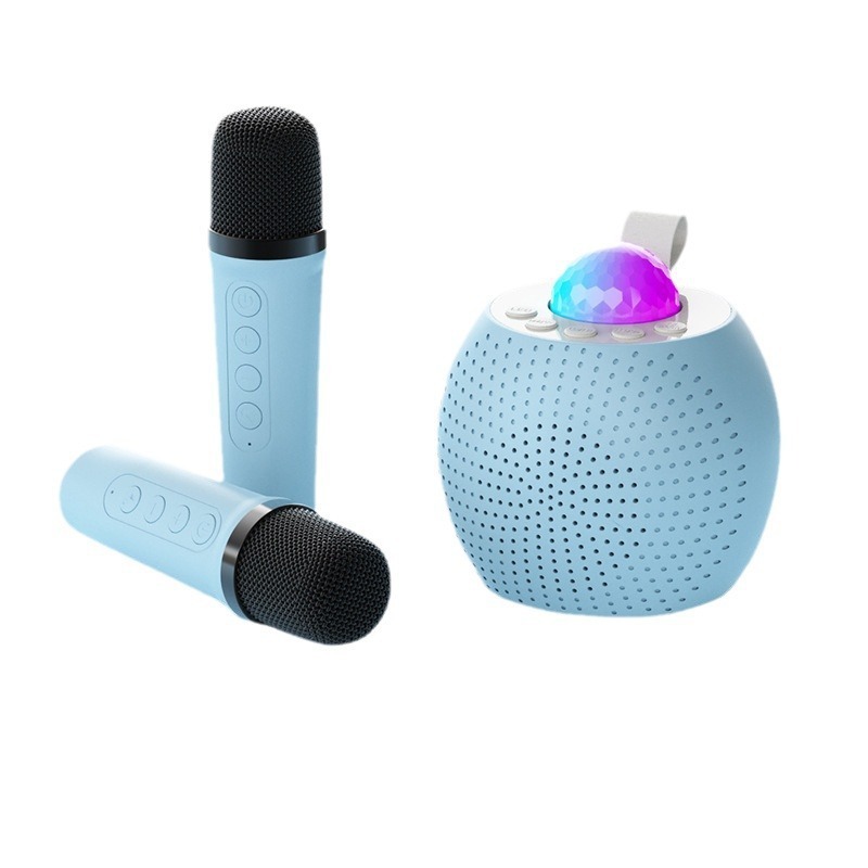 跨境蓝牙音响星麦克风一体迷你蓝牙音箱带LED氛围灯家用便携K歌宝|undefined