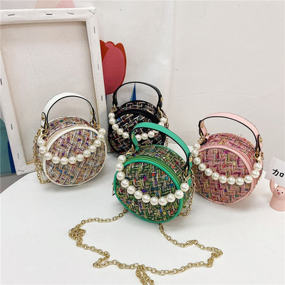 2021新款儿童包公主时尚零钱配饰包单肩手提珍珠包洋气链条斜挎包