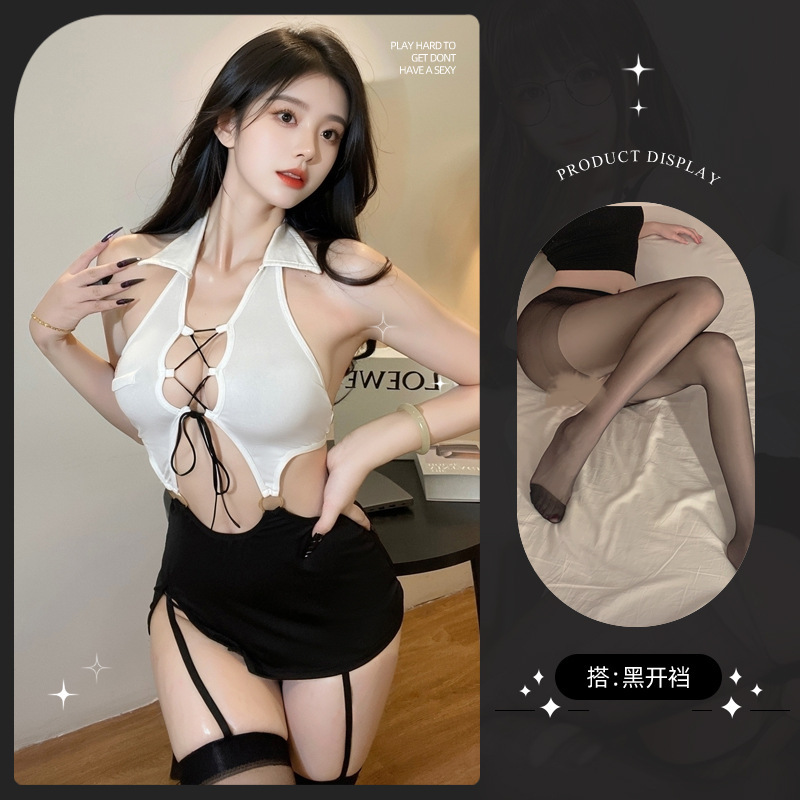 스트랩 비서 + 블랙 오픈 양말