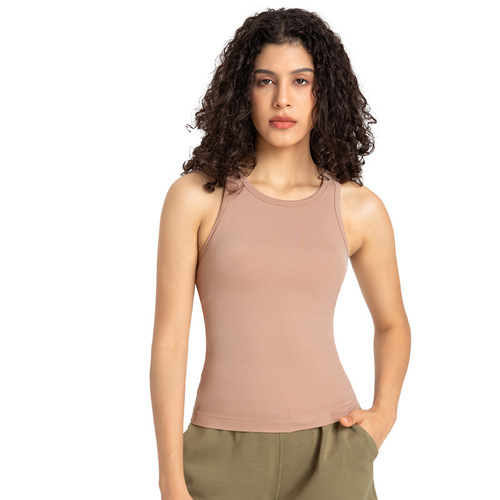Senknit Antibacterial Deodorant Fitting Slim Yoga Vest Women's High Elastic Nude Sports Fitness Yoga Wear New Style