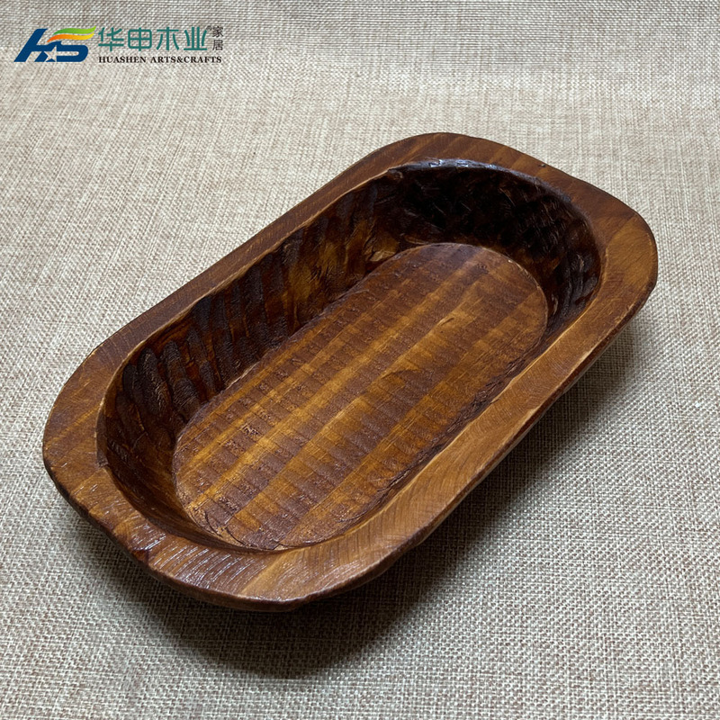 Wooden Design Dark Brown Dough Bowl Handmade Wooden Serving Dough Bowl for Home Decor Holiday Decor