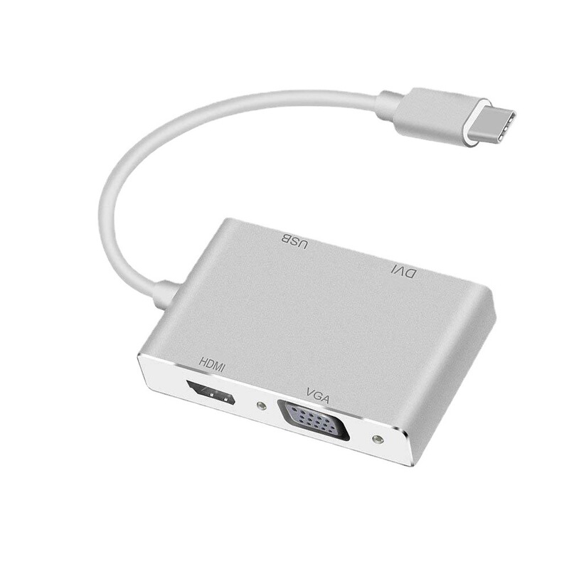 TYPE-C to HDMI 4in 1 DVI VGA USB 4K Converter 4in1 Multifunction HUB Adapter