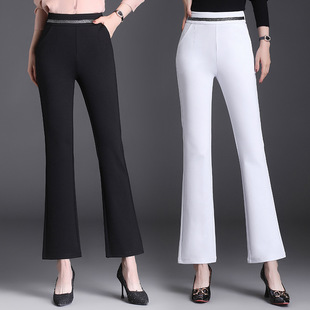 Micro -Pants Female New Spring and Autumn High -waisted Wide -Legs Women's West Pants Elastic Professional Trumpeter Nine -point Pants