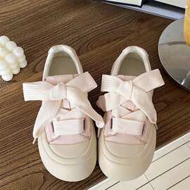 夏季丑萌大头小白鞋女2025春秋新款百搭配裙子面包鞋休闲透气板鞋