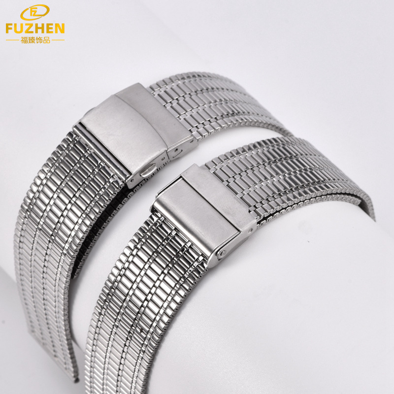 厂家直销时尚金属男手表带配件 不锈钢表链钢链手表配件男银钢色