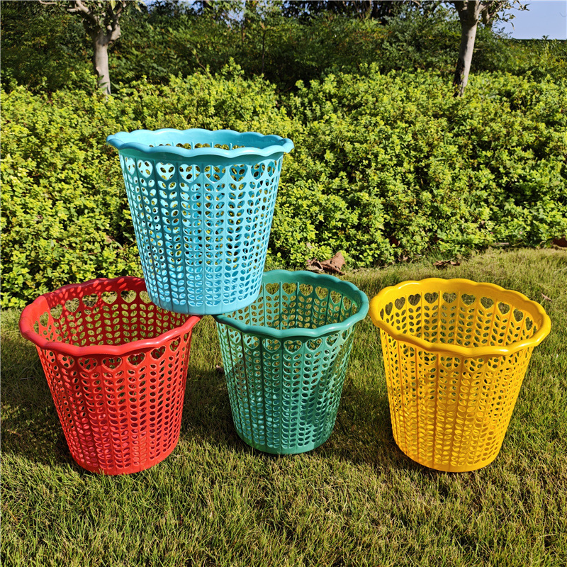 Household Living Room Bedroom Plastic Cut Out Trash Can Without Lid Bathroom Paper Basket Cleaning Trash Can Home Simple Style