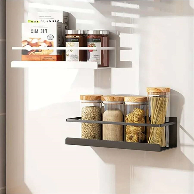 Kitchen refrigerator side -side storage rack daily magnetic absorbing nail -free exemption punching suction cup wall -mounted seasoning bottle storage cross -border