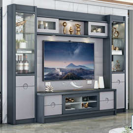 全实木多层板墙柜地柜家用经济型客厅电视机柜玻璃门