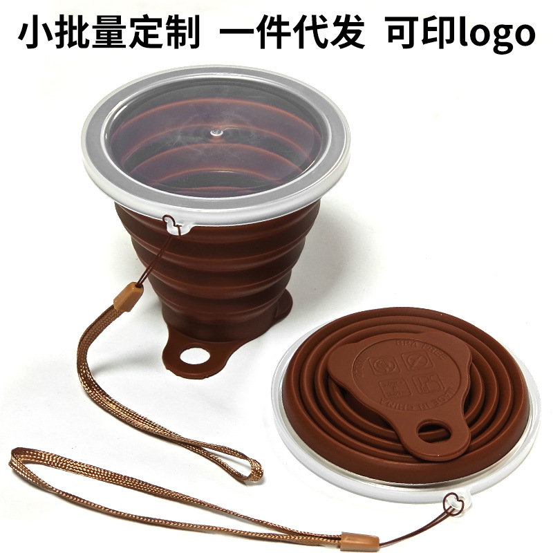 "Cordón de tapa inferior triangular de taza plegable de 270ml" marrón