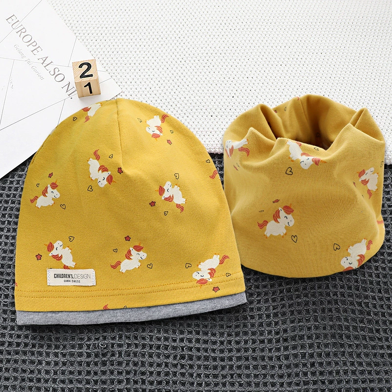 Demi-season kids' cotton set with scarf in Korean style, 2-8y, 48-54cm, multi-color options