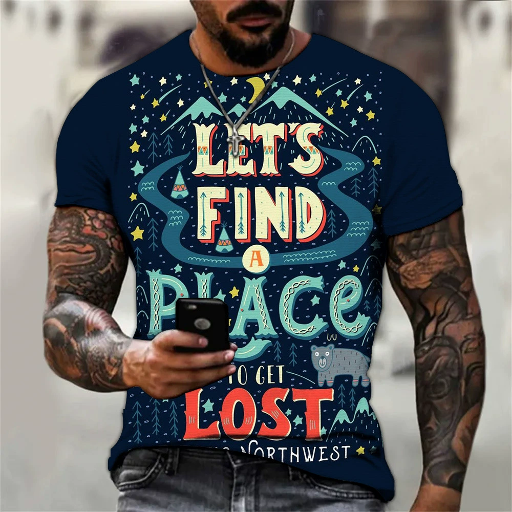 AliExpress Amazon Подростковая Летняя мужская футболка с 3D цифровым принтом с круглым вырезом, текстовая фигурка, мультфильм, свободный тип