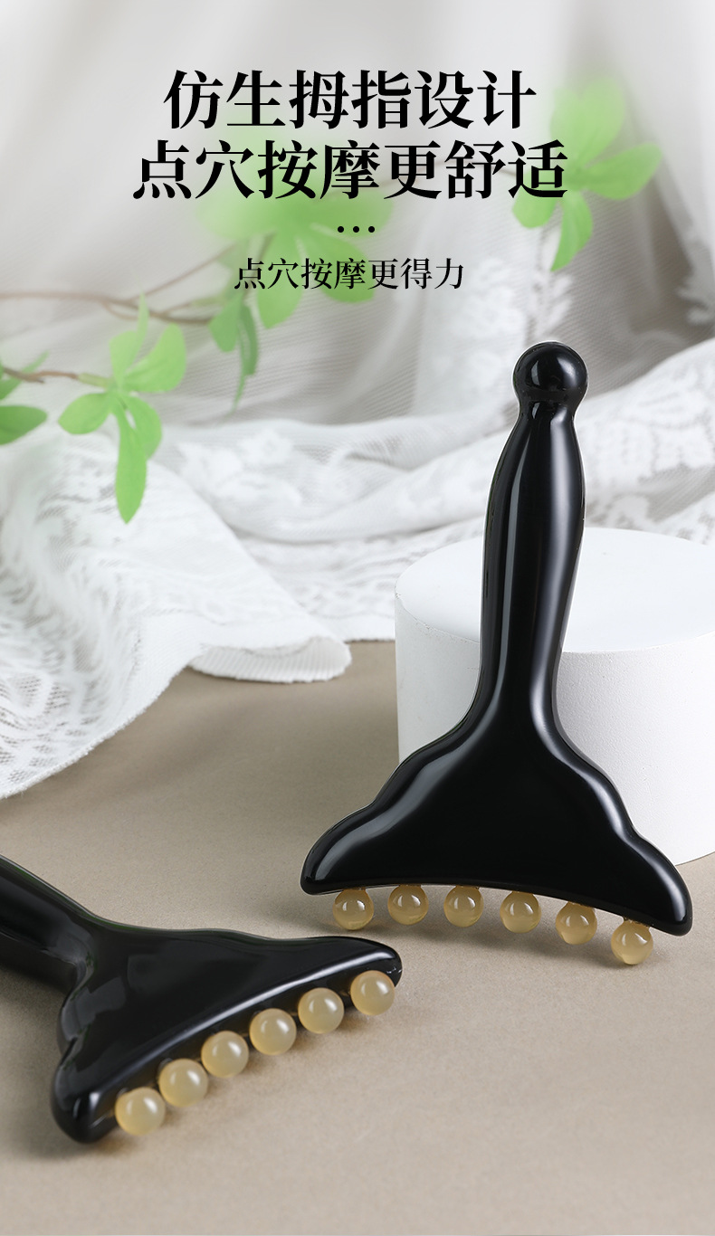 Resin Guasha Meridian Massage Comb Facial Body Scraping Wand Beauty Roller Tool quality and texture
