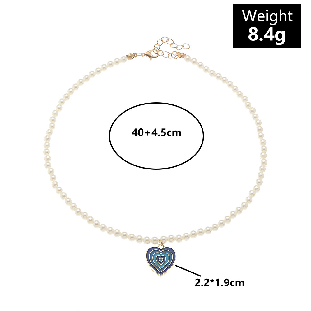 Naizhu Européen Et Américain Collier Français Style Tempérament Brillant Perle Collier Creative Rétro Gouttes D'huile Gradient Couleur Amour Collier display picture 1